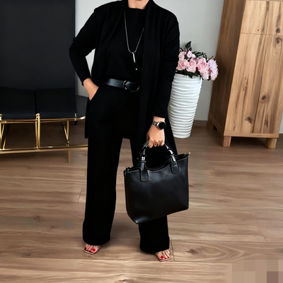 Ashley  | Elegant tredelad set med lång kofta